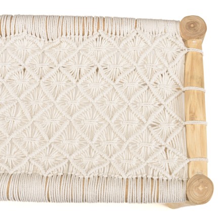 Banc WILL en teck naturel et macramé blanc