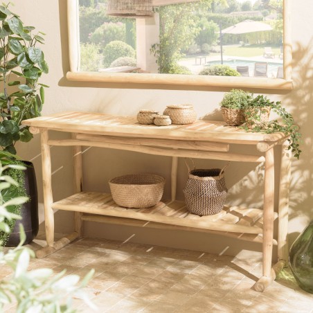 WILL Double Tray Console Table - Natural Teak Branches
