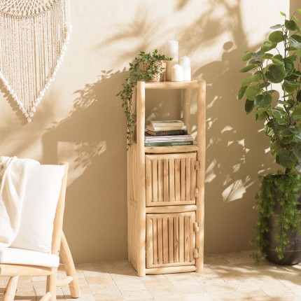 Étagère WILL en branches de teck naturel - 1 niveau 2 portes