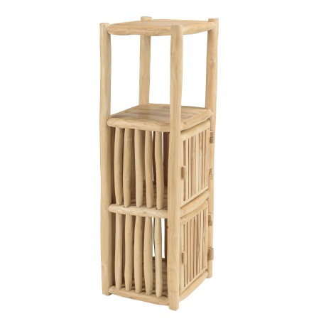 WILL 1-Tier Shelf with 2 Doors - Natural Teak Branches