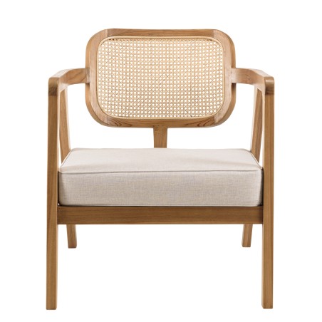 Fauteuil FLORES en teck avec dossier en cannage naturel