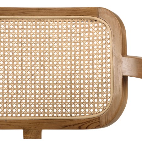 WILL - FLORES Teak Armchair with Cane Backrest and Grey Cushion