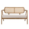 WILL - FLORES 2-seater Teak Sofa with Natural Cane Backrest and Grey Cushion