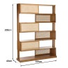 Étagère 6 niveaux en bois de mahogany et cannage naturel
