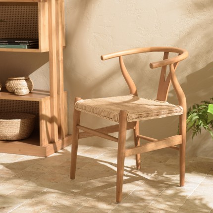 Chaise WILL en bois de mahogany et rotin