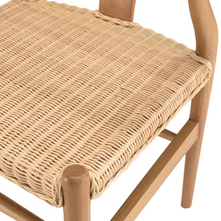 Chaise WILL en bois de mahogany et rotin