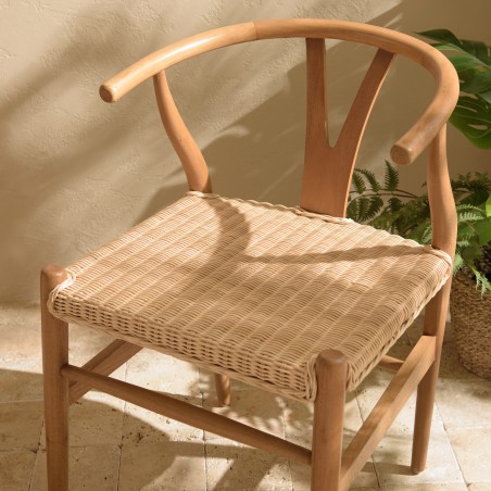 Chaise WILL en bois de mahogany et rotin