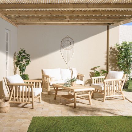 WILL - BORNEO Set: 2-Seater Sofa, 2 Armchairs, Teak Coffee Table