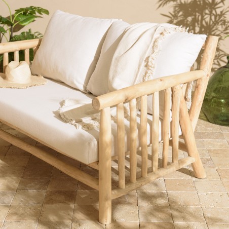 Ensemble BORNEO WILL : canapé 2 p. 2 fauteuils 1 table basse en teck