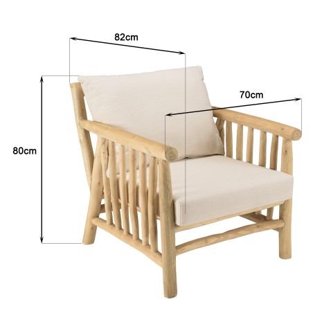 WILL - BORNEO Set: 2-Seater Sofa, 2 Armchairs, Teak Coffee Table