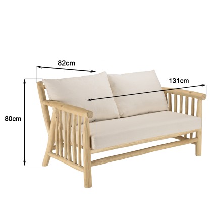 Ensemble BORNEO WILL : canapé 2 p. 2 fauteuils 1 table basse en teck