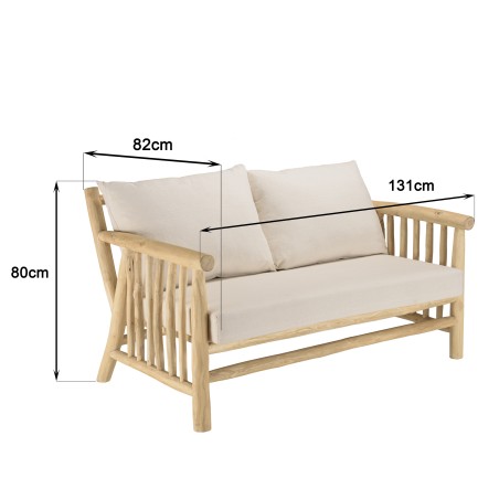 WILL - BORNEO Set: 2-Seater Sofa, 2 Armchairs, Teak Coffee Table