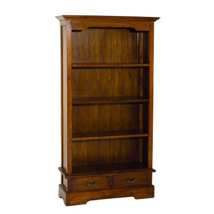 Bibliothèque LAUREN marron 3 étagères 2 tiroirs bois Mindi
