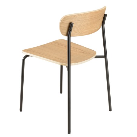 TOM Set of 2 'Schoolboy' Chairs - Ash Wood & Black Steel Legs