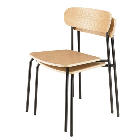 Lot de 2 chaises écolier en bois de frêne