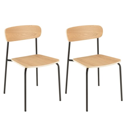 Lot de 2 chaises écolier en bois de frêne
