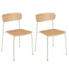 TOM Set of 2 'Schoolboy' Chairs - Ash Wood & White Steel Legs