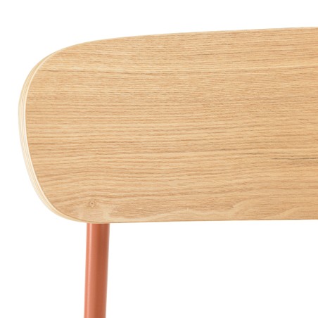 TOM - Set of 2 'Schoolboy' Chairs | Ash Wood & Terracotta Steel