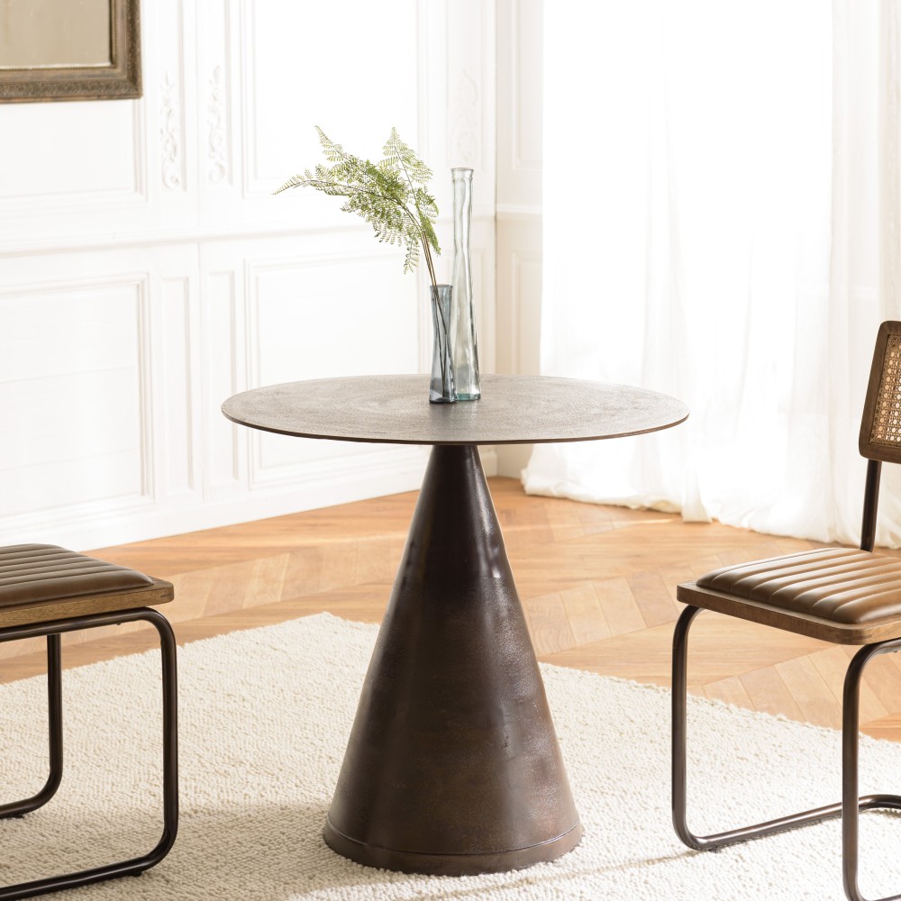 Table ronde JOHAN 80cm alu laiton pied conique Table ronde JOHAN 80cm alu laiton pied conique