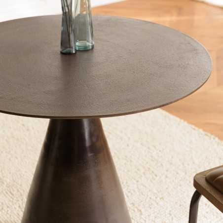Table ronde JOHAN 80cm alu laiton pied conique