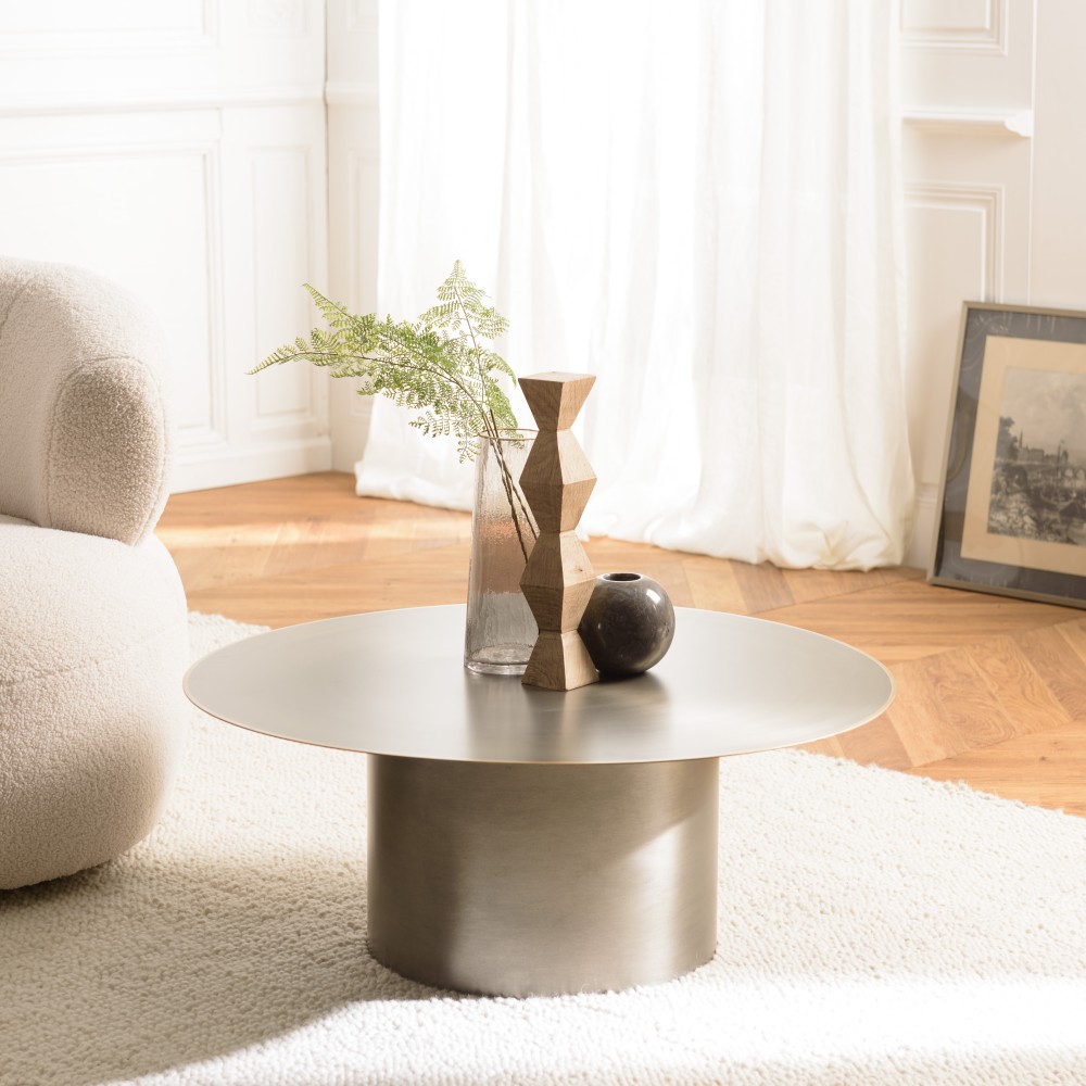 Table basse ronde JAMES en fer noir 80x80cm Table basse ronde JAMES en fer noir 80x80cm