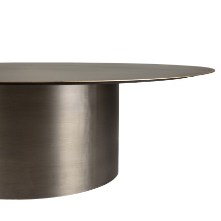 Table basse ronde JAMES en fer noir et doré 120x120cm