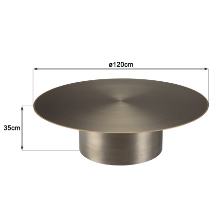 JAMES Round Coffee Table 120x120cm - Black Iron with Gold Trim