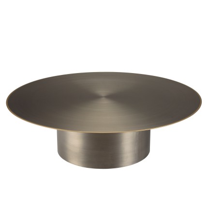 Table basse ronde JAMES en fer noir et doré 120x120cm