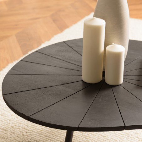Table basse ovoïde JAMES - plateau texturé noir