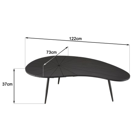 Table basse ovoïde JAMES - plateau texturé noir
