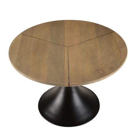 JAMES Side Table 65x65cm - Mango Wood Top & Black Flared Legs