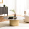 Table basse ronde JAMES 110x110cm en fer noir et pied doré