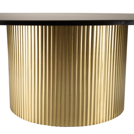 Table basse ronde JAMES 110x110cm en fer noir et pied doré