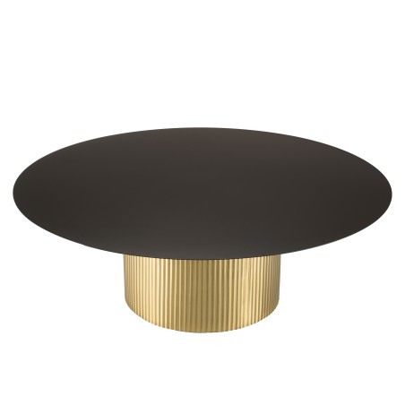 Table basse ronde JAMES 110x110cm en fer noir et pied doré