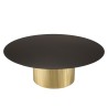 JAMES Round Coffee Table 110x110cm - Black Iron Top and Gold Striped Legs