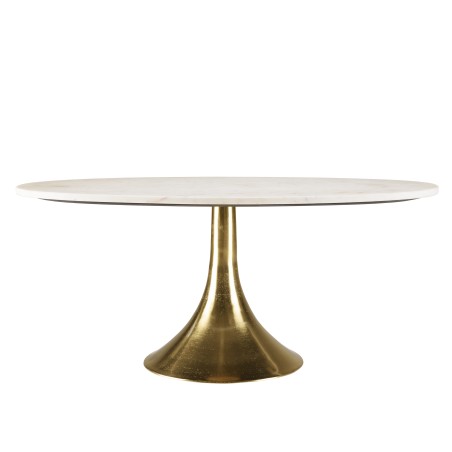 JAMES Coffee Table 100x56cm - Marble Top & Gold Flared Legs