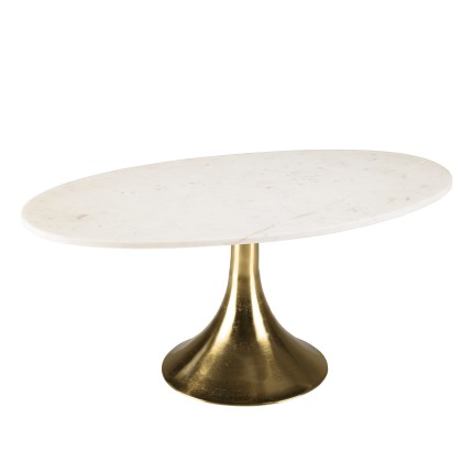 JAMES Coffee Table 100x56cm - Marble Top & Gold Flared Legs