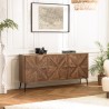 KIARA Sideboard 3 Doors Recycled Wood Symmetrical Shapes Metal Legs