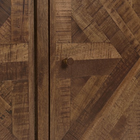 KIARA Sideboard 3 Doors Recycled Wood Symmetrical Shapes Metal Legs