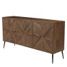 KIARA Sideboard 3 Doors Recycled Wood Symmetrical Shapes Metal Legs