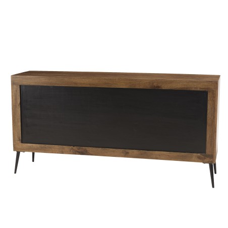 KIARA Sideboard 3 Doors Recycled Wood Symmetrical Shapes Metal Legs