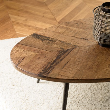 KIARA Oval Coffee Table 135x70cm - Chevron Top | Elegant Living Room Furniture