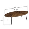 Table basse ovale KIARA 135x70cm plateau chevrons