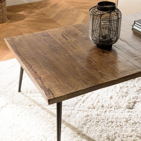 KIARA Rectangular Coffee Table 135x70cm - Recycled Wood & Metal Legs