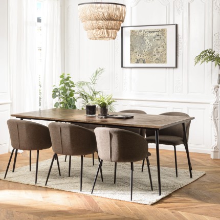Table à manger KIARA rect. 220x100cm bois de teck et acier