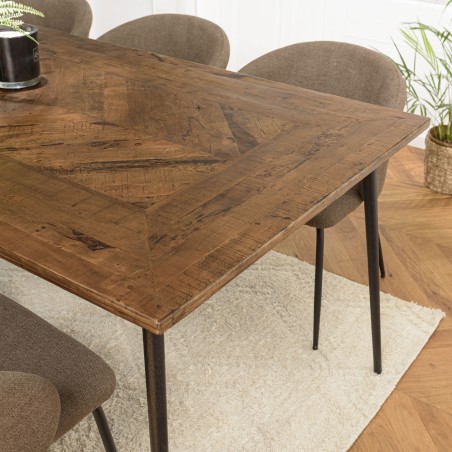 Table à manger KIARA rect. 220x100cm bois de teck et acier