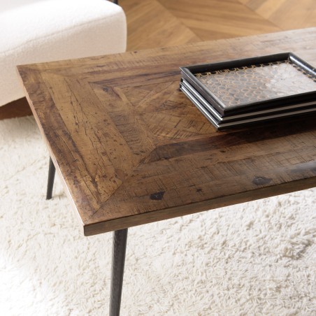 Table basse KIARA - Formes géométriques en bois recyclé