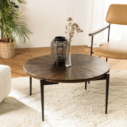 Table basse ronde KIARA 80x80cm bois recyclé