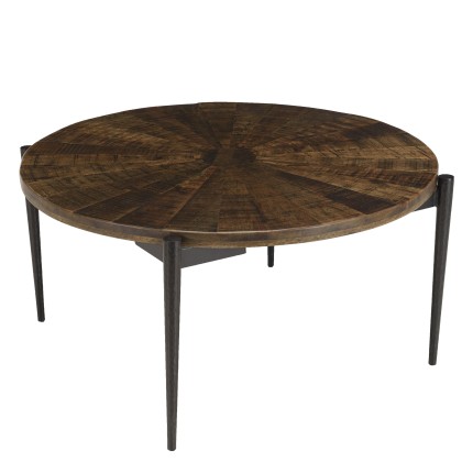 KIARA Round Coffee Table 80x80cm Recycled Wood with Metal Legs