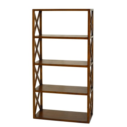 Étagère LORINE marron croisillons 4 niveaux bois Mindi